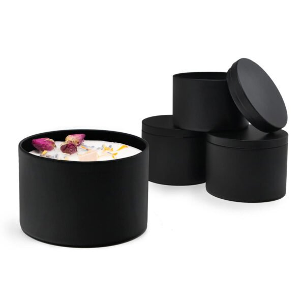 Black Metal Scented Candle tins